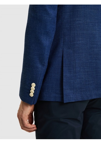 Cacharel Mavi Slim Fit Keten Karışımlı Ceket