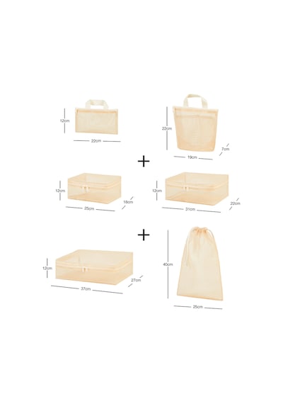 Ocean Home Textile 6'lı Bej Renk File Bavul İçi Düzenleyici Set Bej