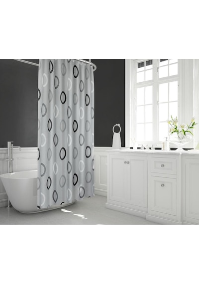Zethome Tropik Banyo Duş Perdesi 5033 Gri Tek Kanat 1X120X200 Gri