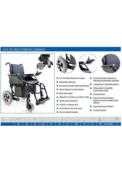 Medikaltec Easy Life Katlanır Akülü Tekerlekli Sandalye