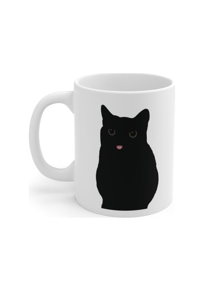 Uğursuz Kedi Baskılı Kupa Beyaz
