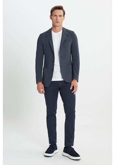 Ac&co Erkek Lacı Slim Fit Dar Kesim Mono Yaka Desenli Torba Cepli Ceket