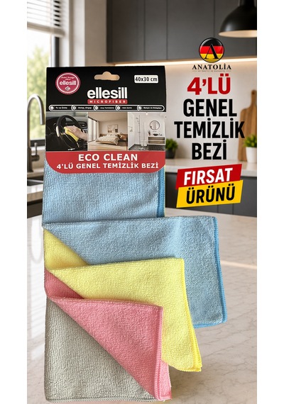 Co Clean 4'lü Mikrofiber Genel Temizlik Bezi 40x30 Cm Mix