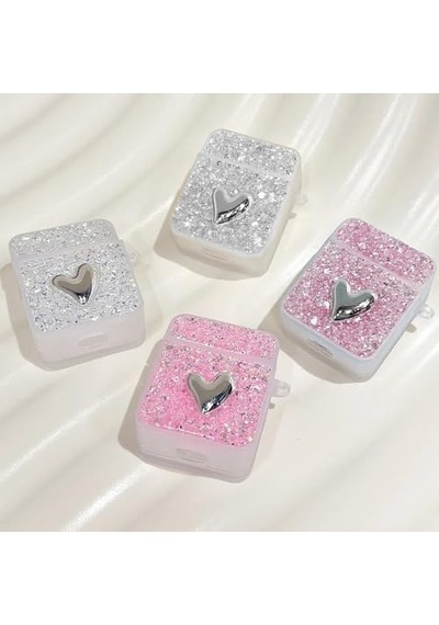 Airpods 1. Nesil / 2. Nesil İçin Kılıf Glitter Shiny Pembe Airpods 1/2 İle Uyumlu Kılıf - Pembe Diğer