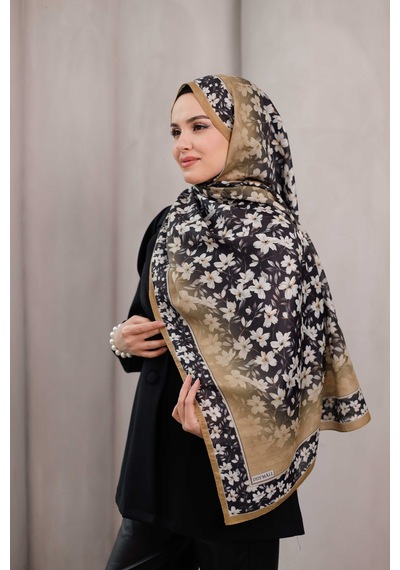 Mimiyum Flora Desen Soft Şal Latte