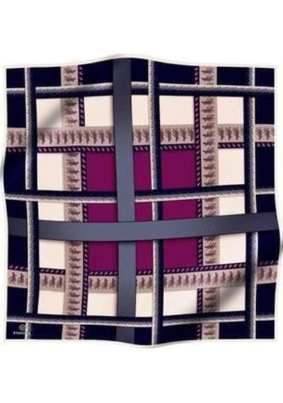 Vissona Tivil İpek Eşarp 17540 - 0026 - 0033 Lacivert Batik Desen lacivert
