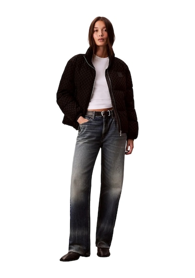 Calvin Klein Lv044e516g Aop Mid Weight Down Puffer Kadın Mont Siyah