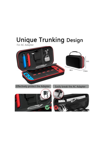 Carrying Case Compatible With Nintendo Switch/oled - Fit For Joycon And Ac Adapter, Portable Hard Shell Pouch Carrying T