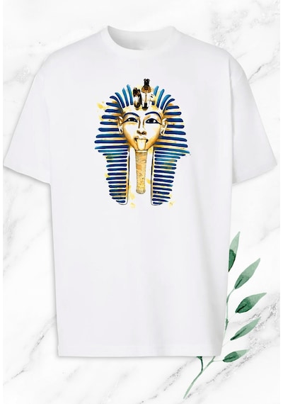 Flood Of Style Oversize Antik Mısır Egypt Firavun Baskılı Beyaz Tişört