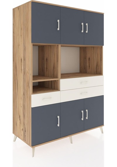 Kronos Dolap 9 Raflı 3 Çekmeceli 6 Kapaklı 132x59x195 Çam-ant... Çam