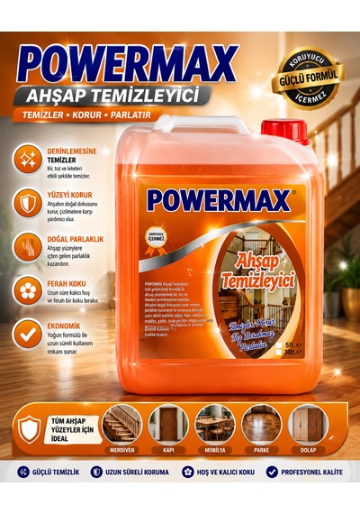 Powermax Ahşap Temizleyici 5 Litre Ahşap Yüzeyler İçin Profesyonel Temizlik Ürünü 5 L