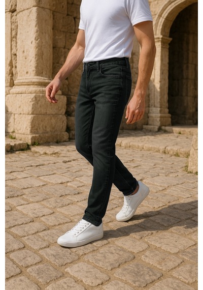 Cedy Denim Xcedy Premium Yüksek Kalite Erkek Klasik 5 Cep Yüksek Bel Regularfit Esnek Boru Paça Pantolon Koyu Yeşil
