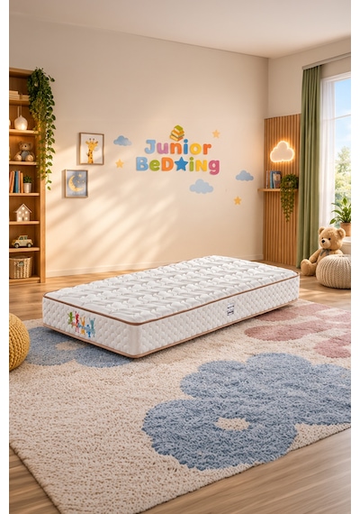 Parshome 90x190 Tek Kişilik Yatak, Baza, Baza Başlık Seti Ortopedik Yataklı Sandıklı Baza 3 Lü Set Bej 90 x 190