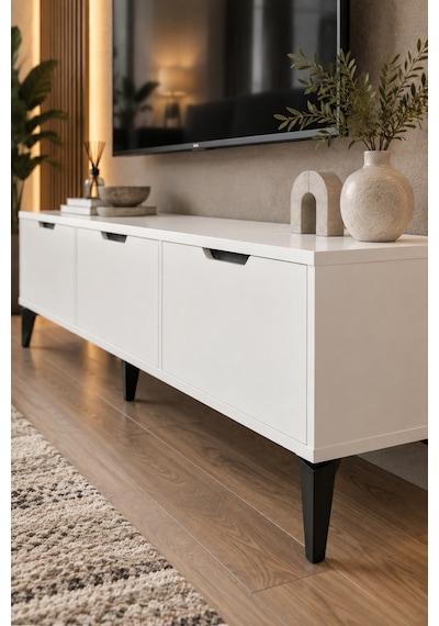 Sulorahome Beyaz Suntalam Tv Sehpası 160x35 Cm