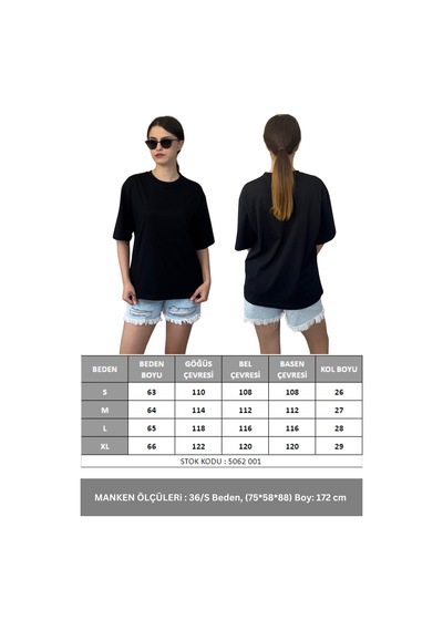 Kadın Oversize Tişört-siyah SIYAH