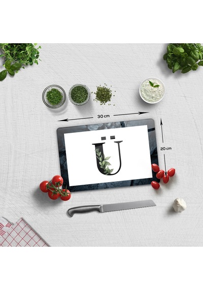 (Decorita Cam Kesme Tahtası - Cam Kesme Tablası Harfli Tasarım Ü 20 CM x 30 CM