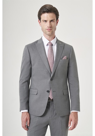 İmza Gri Kırlangıç Yaka 6 Drop Slim Fit Tam Astar Esnek Takım Elbise 1001260148