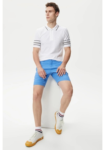 Lacoste Men's Slim Fit Bermuda Shorts Erkek Dar Kesim Keten Bermuda Şort Mavi
