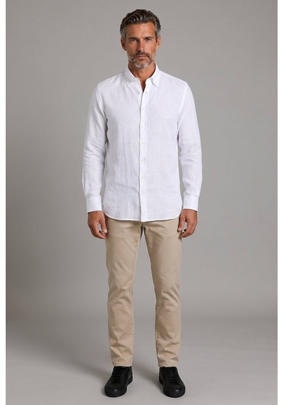 Bisse Beyaz Regular Fit Keten Gömlek Gmktn4pal224020 D01