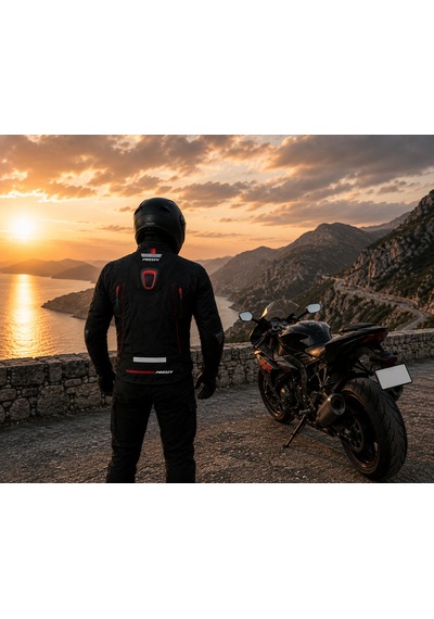 Prosev Ce2140 Motosiklet Montu 4 Mevsim Hörgüçlü Maxdura 600-d Dayanıklı Kumaş Deri Motorcu Mont Black