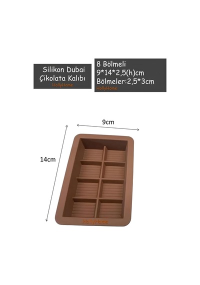 Dubai Çikolatası Kalıbı 8 Dilimli Çikolata Kalıbı Plastik Çok Renkli Diğer