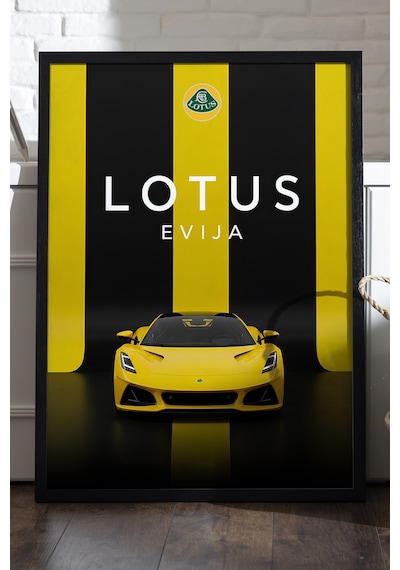 Lotus Evija Siyah Ahşap Çerçeveli Poster, Dekoratif Araba Duvar Tablosu