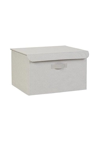 Gri Balıksırtı Kapaklı Kutu 48 X 40 X 30 Cm Açık Ahşap