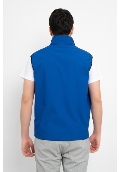 Dasüniforma Unisex Traşlanmış Tüylenmez Cepli Polar Yelek Standart Tam Fermuarlı Soğuk Geçirmez Polar Yelek Mavi