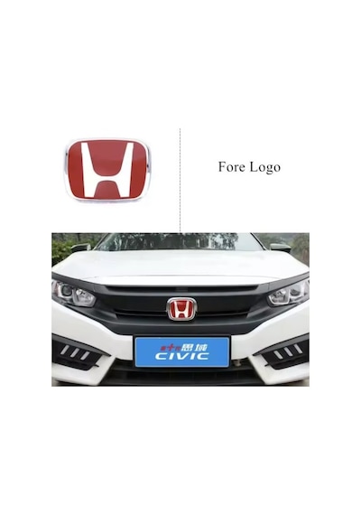 Honda Civic Fc5 2016-2021 Ön Ve Arka Panjur Logosu Kırmızı Cam Logo İthal Ürün Anahtarlık