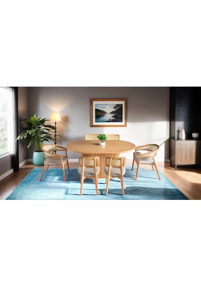 Panama İskandinav Natural Ahşap Masa Sandalye Takımı 80x160 Natural