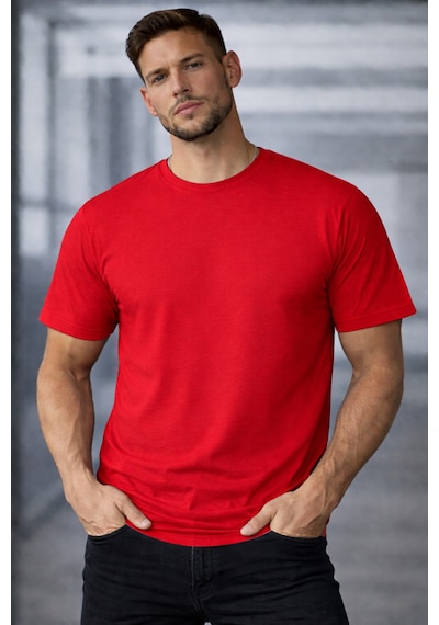 Herkesemoda Break Boundaries Yazı Detaylı Basic T-shirt Kırmızı