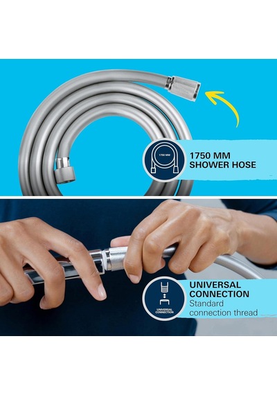 Grohe Vitalio Comfort 110 El Duşu Seti, 110mm Kare 2 Akışlı El Duşu, Duş Başlığı Tutucu, 1750mm Duş Hortumu, Diğer