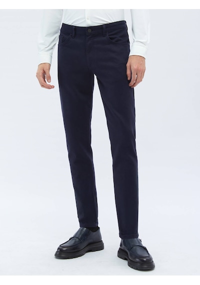 Kip Lacivert Dokuma Slim Fit Casual Pamuk Karışımlı Pantolon 400053 Lacivert