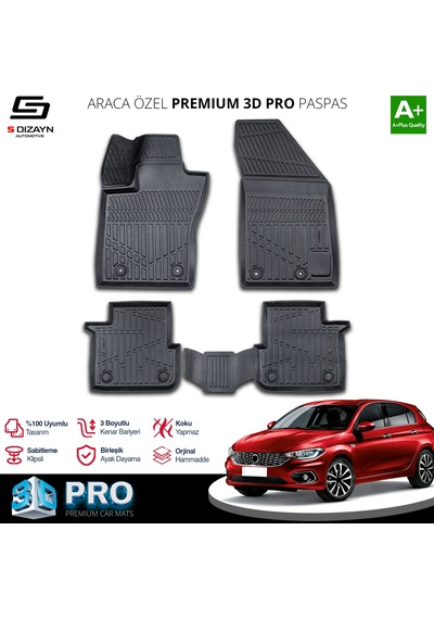 S-dizayn Fiat Egea Hb 3d Pro Havuzlu Paspas 2015 Üzeri A+ Kalite