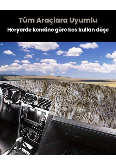 Pelüş Torpido Koruma Örtüsü Uzun Tüylü Kahverengi