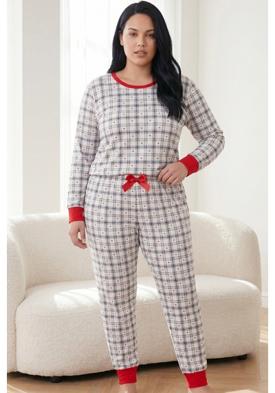 Siyah İnci Pamuklu Likralı Büyük Beden Battal Boy Örme Pijama Takım 26240900 Çok Renkli Siyah İnci Pamuklu Likralı Büyük Beden Battal Boy Örme Pijama Takım 26240900 Çok Renkli