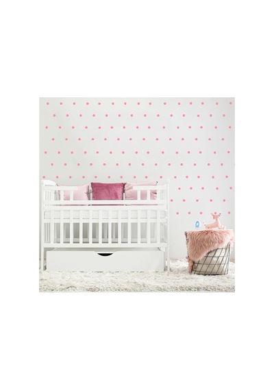 2,5cm Ebadında 240 Adet Yuvarlak - Puantiye Sticker Bebe Pembe