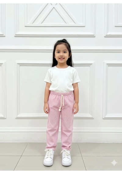Poppy Trend Kız Çocuk Desenli 3 Lü Paket Gündelik Rahat Pantolon Seti 2-7 Yaş Pembe-pudra-a.pembe