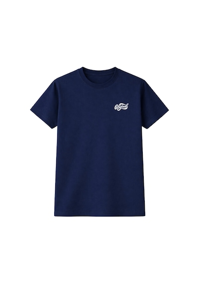 Unisex Bisiklet Yaka Original Yazılı Pamuklu Rahat Kalıp Baskılı Oversize T-shirt Lacivert