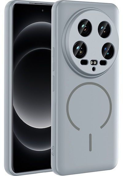 Xiaomi 14 Ultra Kılıf Kamera Çıkıntılı Magsafe Şarj Özellikli Lüx Meta Kapak Titanyum-gri