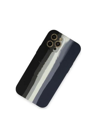 Newface Apple Apple iPhone Uyumlu  12 Pro Kılıf Ebruli Lansman Silikon - Siyah-lacivert