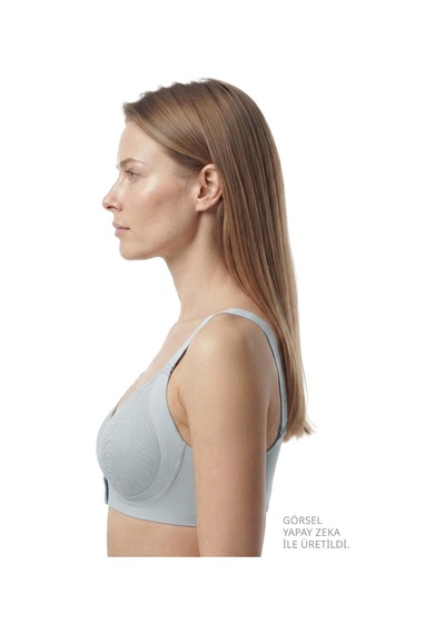 Cottonill Seamless Bra - Larevia Lazer Kesim Önden Düğmeli Tül Detaylı Kadın Sütyen 3'lü Paket Çok Renkli