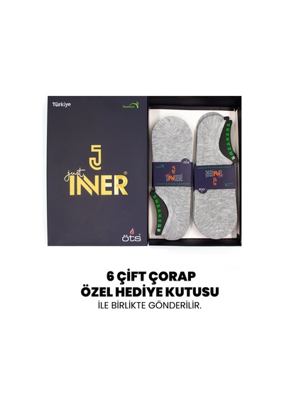 Just Inner Erkek 6 Lı Bambu Çorap Sneaker Dikişsiz Rahatlık Hissi 11300 Gri