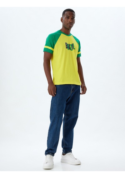 Koton Slim Fit Tişört Baskılı Bisiklet Yaka Kısa Kollu Biyeli Pamuklu Sarı 4sam11093hk Sarı Koton Slim Fit Tişört Baskılı Bisiklet Yaka Kısa Kollu Biyeli Pamuklu Sarı 4sam11093hk Sarı