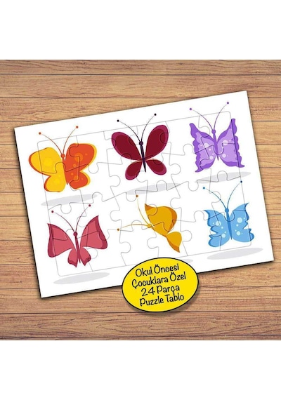 Renkli Sevimli Kelebekler Çocuklara Özel Puzzle Yapboz Tablo-154pz