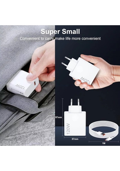 120w Turbo Şarj Aleti Type-c Ultra Hızlı Şarj Seti Akım Sıcaklık Korumalı Super Charger Şarj Adaptörü