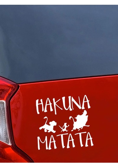 Hakuna Matata Oto Özel Yeni Sticker Beyaz 15 Cm