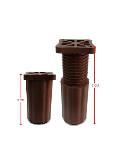 Cateksss 9-15 Cm Ayarlı Desenli Plastik Kanepe Koltuk Baza Orta Ayağı Kahverengi - 8 Li Paket