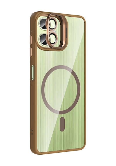 Zore Galaxy Uyumlu A06 Kılıf Standlı Ve Kamera Lens Hediyeli M-safe Şarj Özellikli Ogaa Etro Kapak - Desert Tita Desert Titanyum