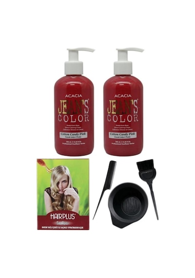 Saç Boyası Pamuk Şekeri Pembe 250ml 2ad, Saç Açıcı Ve Fluweel Saç Boya Kabı Seti